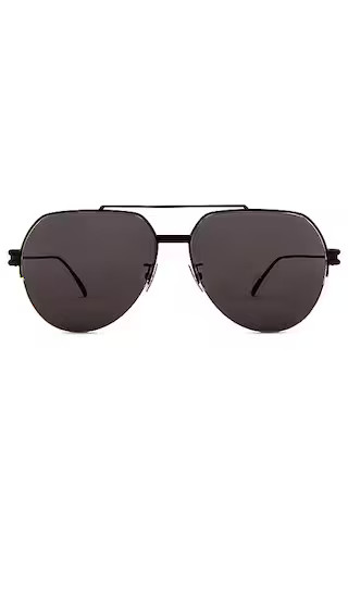 Metal Double Bridge Pilot in Shiny Black & Grey | Revolve Clothing (Global)