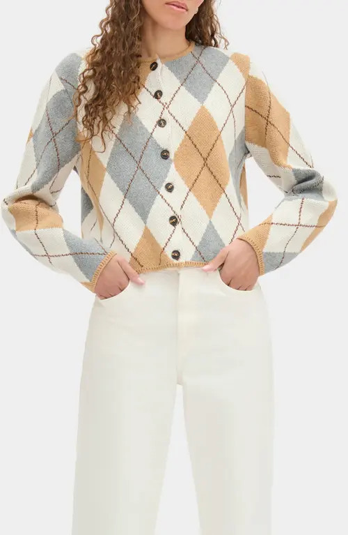 ALIGNE Aggie Argyle Cardigan in Grey Mix at Nordstrom, Size Small | Nordstrom