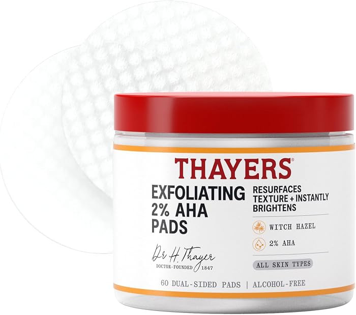 Thayers Exfoliating 2% AHA Toner Pads, Dual-Sided Exfoliating Pads with Witch Hazel, Glycolic Aci... | Amazon (US)