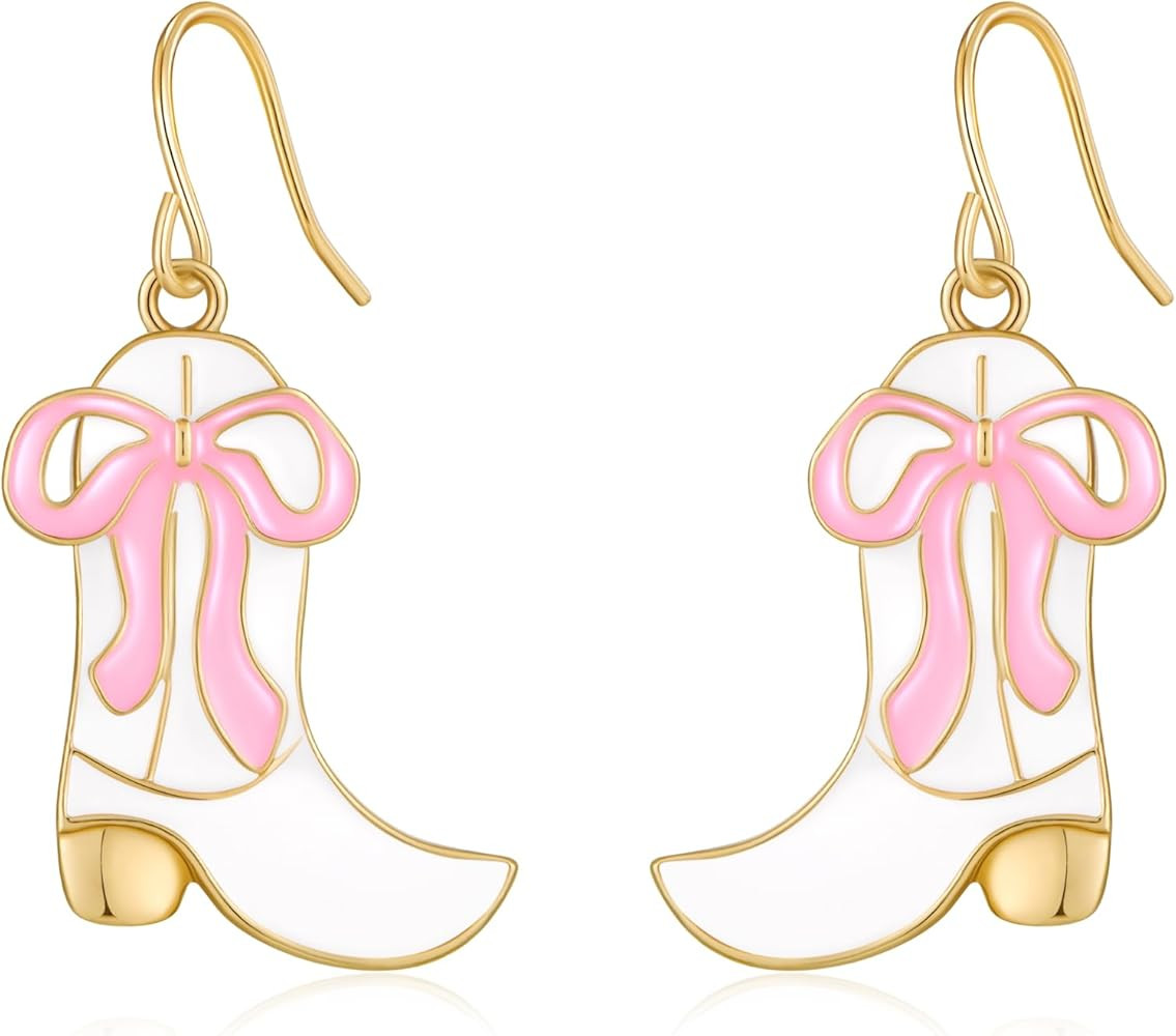 MUYAN Western Cowgirl Boots Dangle Earrings for Women Cowboy Enamel Earrings Cute Country Concert... | Amazon (US)
