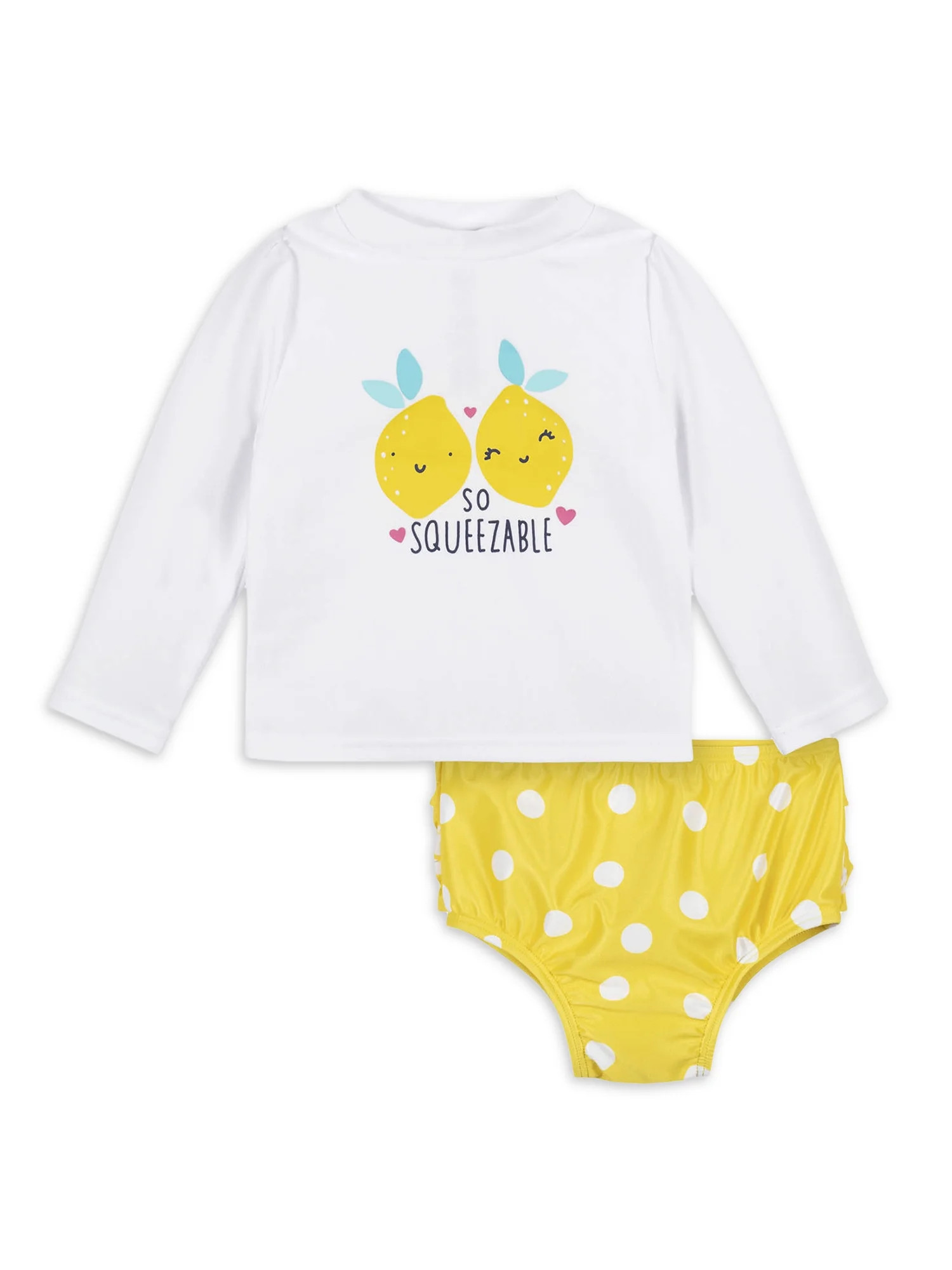 Gerber Baby & Toddler Girl Rashguard & Swim Bottoms Set with UPF 50+, 2-Piece, (0/3M - 5T) | Walmart (US)