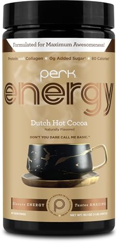 Perk Energy Original Dutch Hot Cocoa (20 Servings) - Gluten Free and Soy Free | Amazon (US)