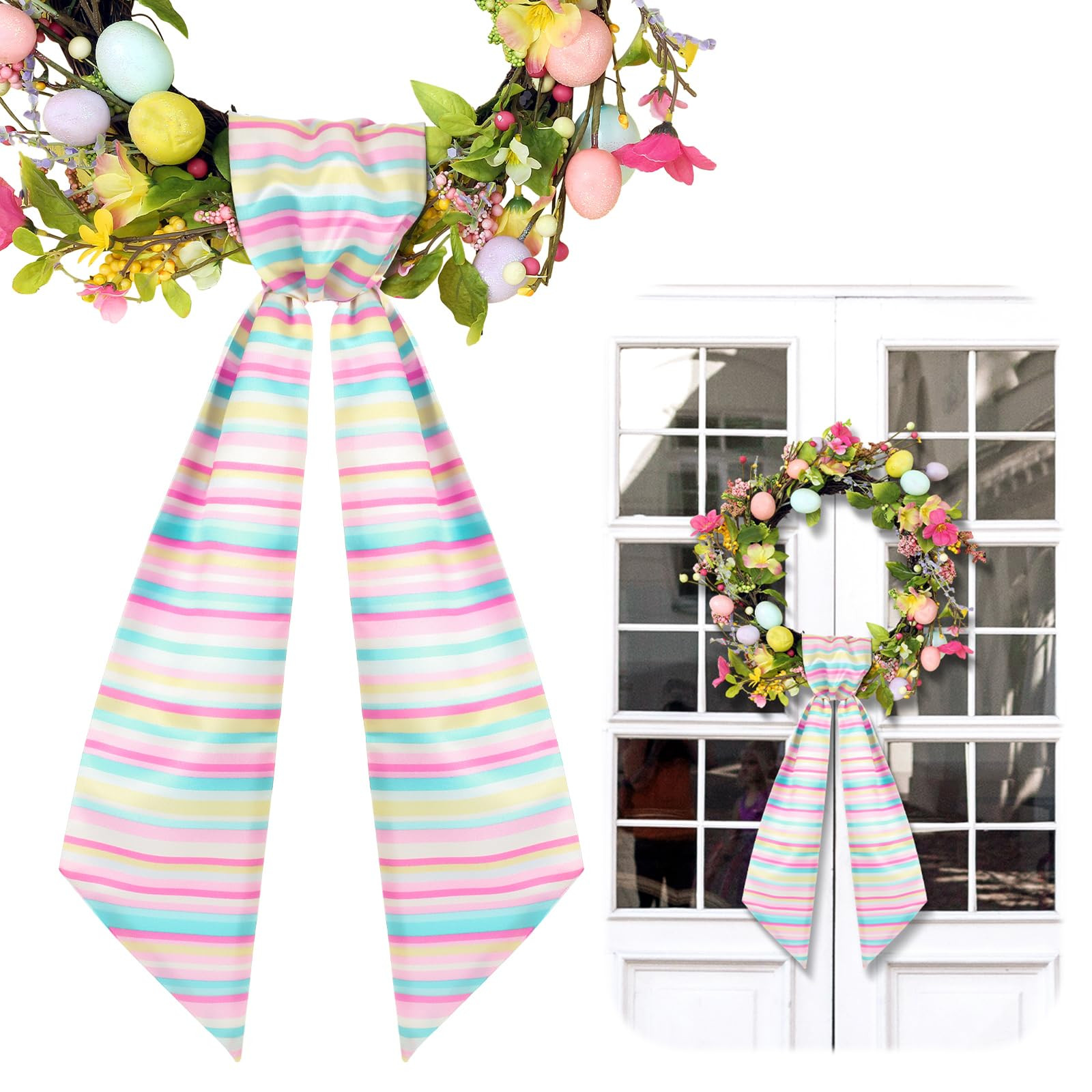 Wreath Sash for Front Door Wreath Satin Sash for Embroidery Monogram Garland Ribbon Accessories X... | Amazon (US)