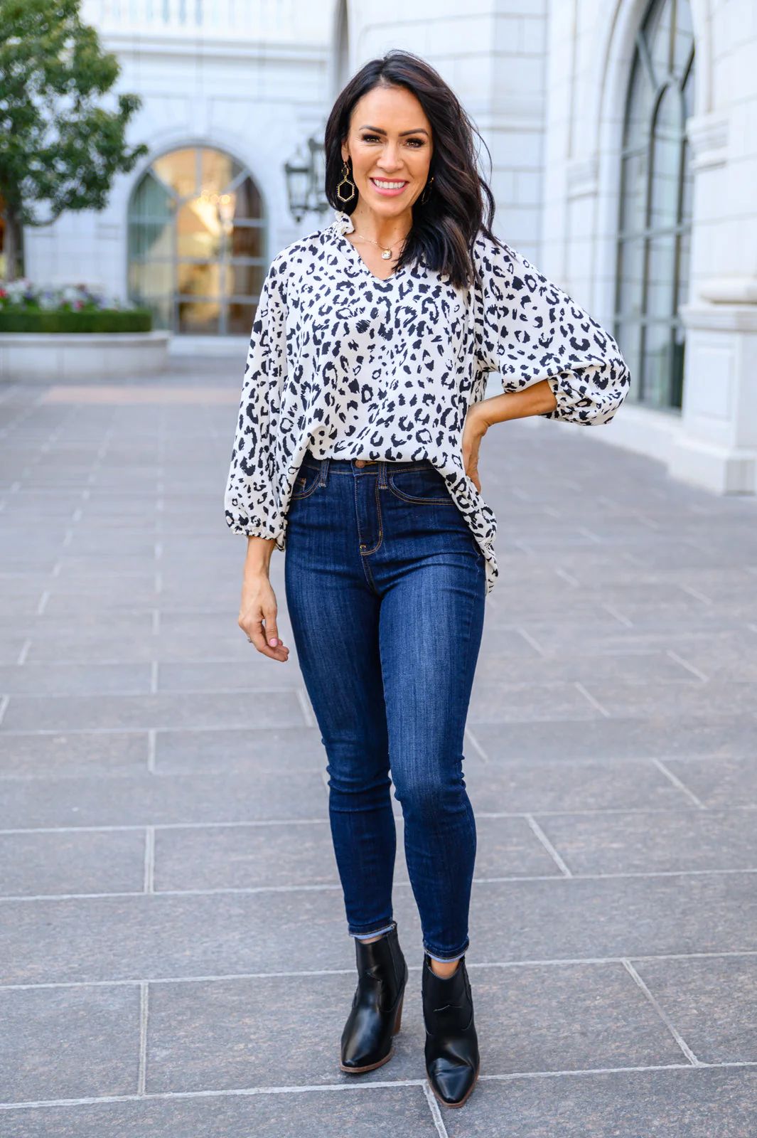 A Bit Of Fun Animal Print Blouse In White | Peppered with leopard