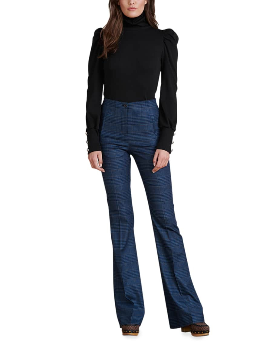 Veronica Beard Jeans Juno Puff-Sleeve Turtleneck Top | Neiman Marcus