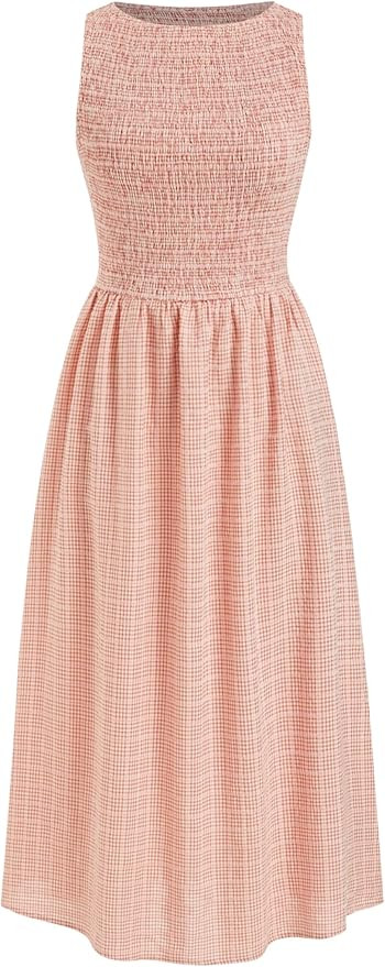 CIDER Summer Midi Dress for Women Sundress Casual Sleeveless Boat Neck Long Milkmaid Dress Beach ... | Amazon (US)