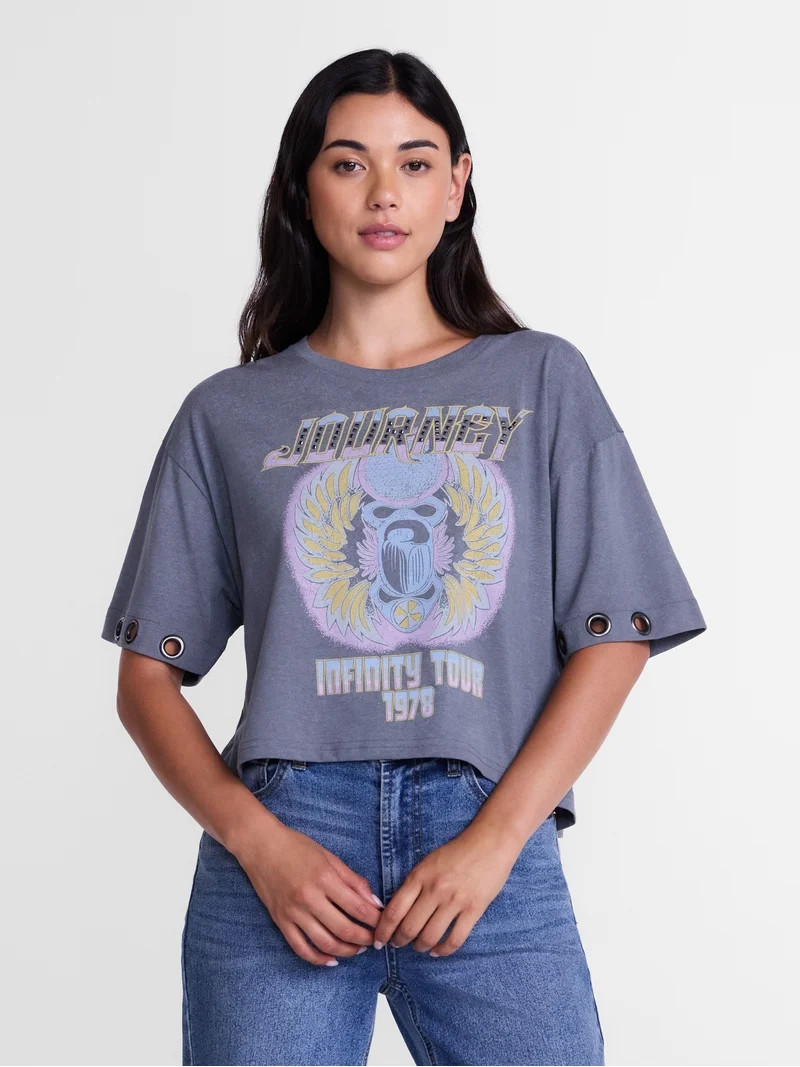 Journey Women's Cropped Front Back Graphic Band Tee, Sizes XXS-4X | Walmart (US)