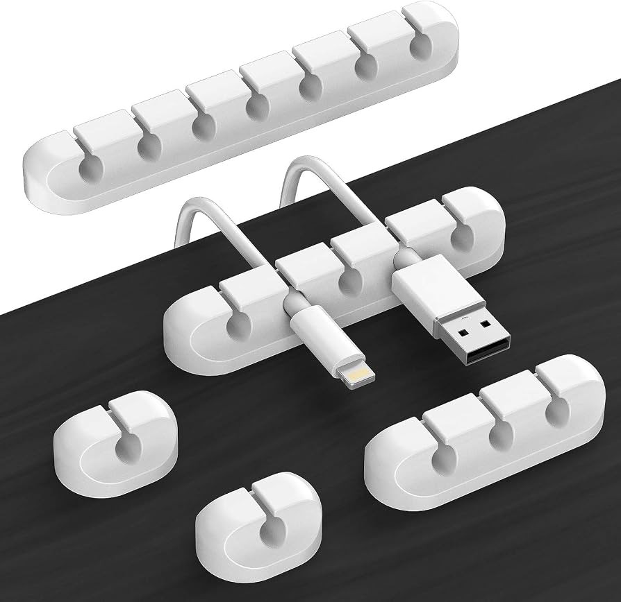 Cord Organizer Cable Management for Desk - 5 Packs White Cable Clips and Cord Keeper, The White S... | Amazon (US)