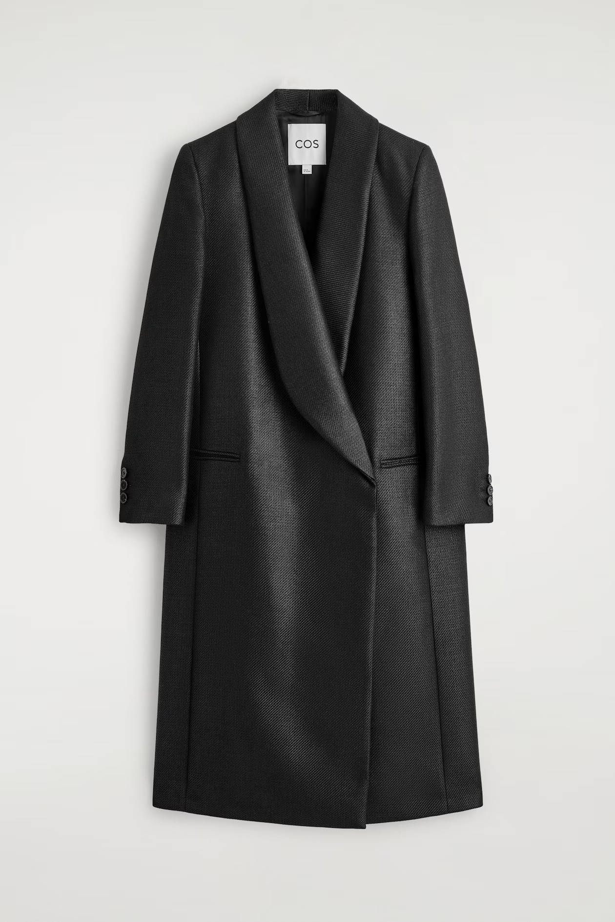 TAILORED METALLIC WOOL-BLEND LONG COAT - BLACK | COS GB | COS UK