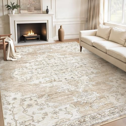 Area Rugs 9x12 Living Room: Lagre Vintage Living Room Rug with Non-Slip Backing Low Pile Rugs Sof... | Amazon (US)