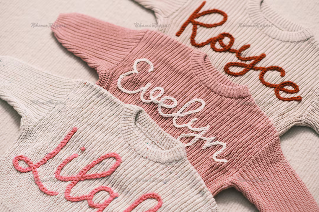 Personalized Baby Sweater With Hand-embroidered Name & Monogram A Precious Gift From Aunt for a B... | Etsy (US)