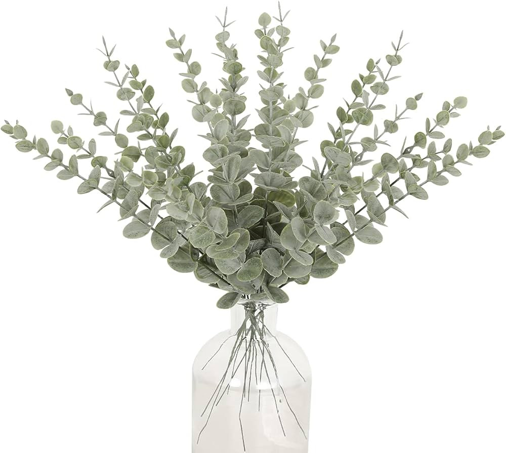 15 Pieces Artificial Eucalyptus Stems Real Touch, Fake Silver Dollar Leaves Faux Plants for Chris... | Amazon (US)