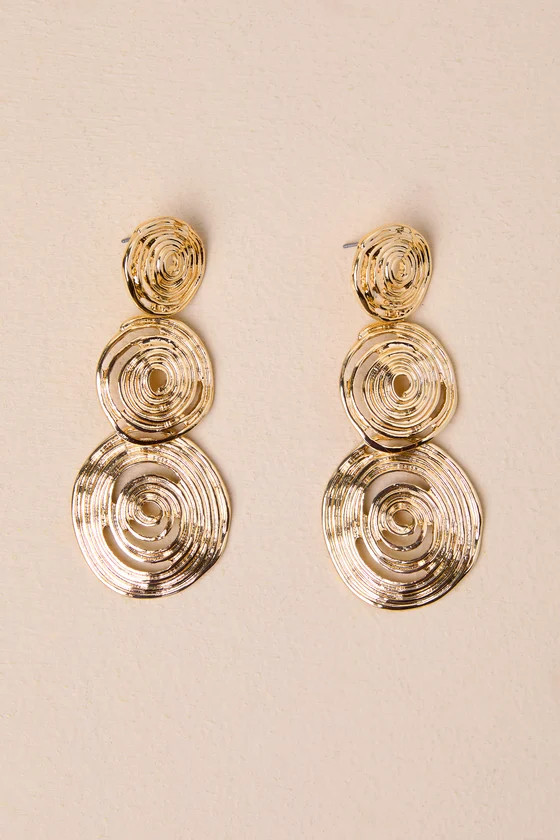 Stunning Gleam Gold Spiral Drop Statement Earrings | Lulus