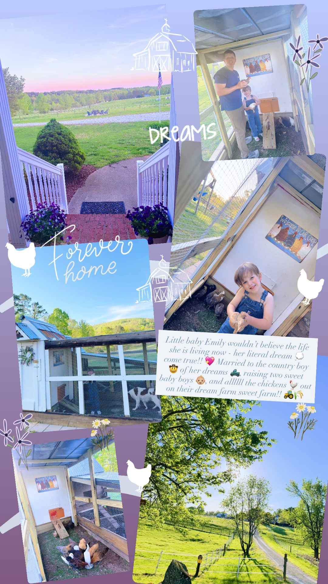 Little baby Emily wouldn’t believe the life she is living now - her literal dream 💭 come true!! 💖 Married to the country boy 🤠 of her dreams 🛻, raising two sweet baby boys 👶🏼, and allllll the chickens 🐓 out on their dream farm sweet farm!! 🚜🌾