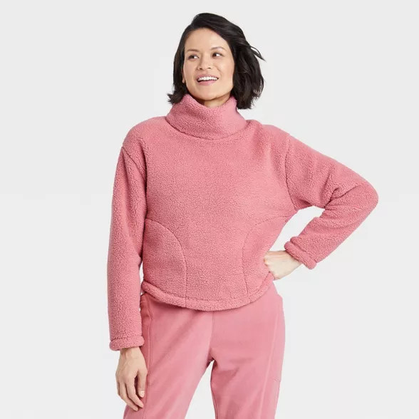 Women's Cozy Cowl Neck Pullover Sweatshirt - All in Motion™ | Target