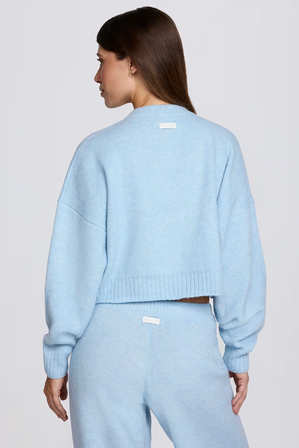 Knit Cropped Cardigan in Powder Blue | Oh Polly