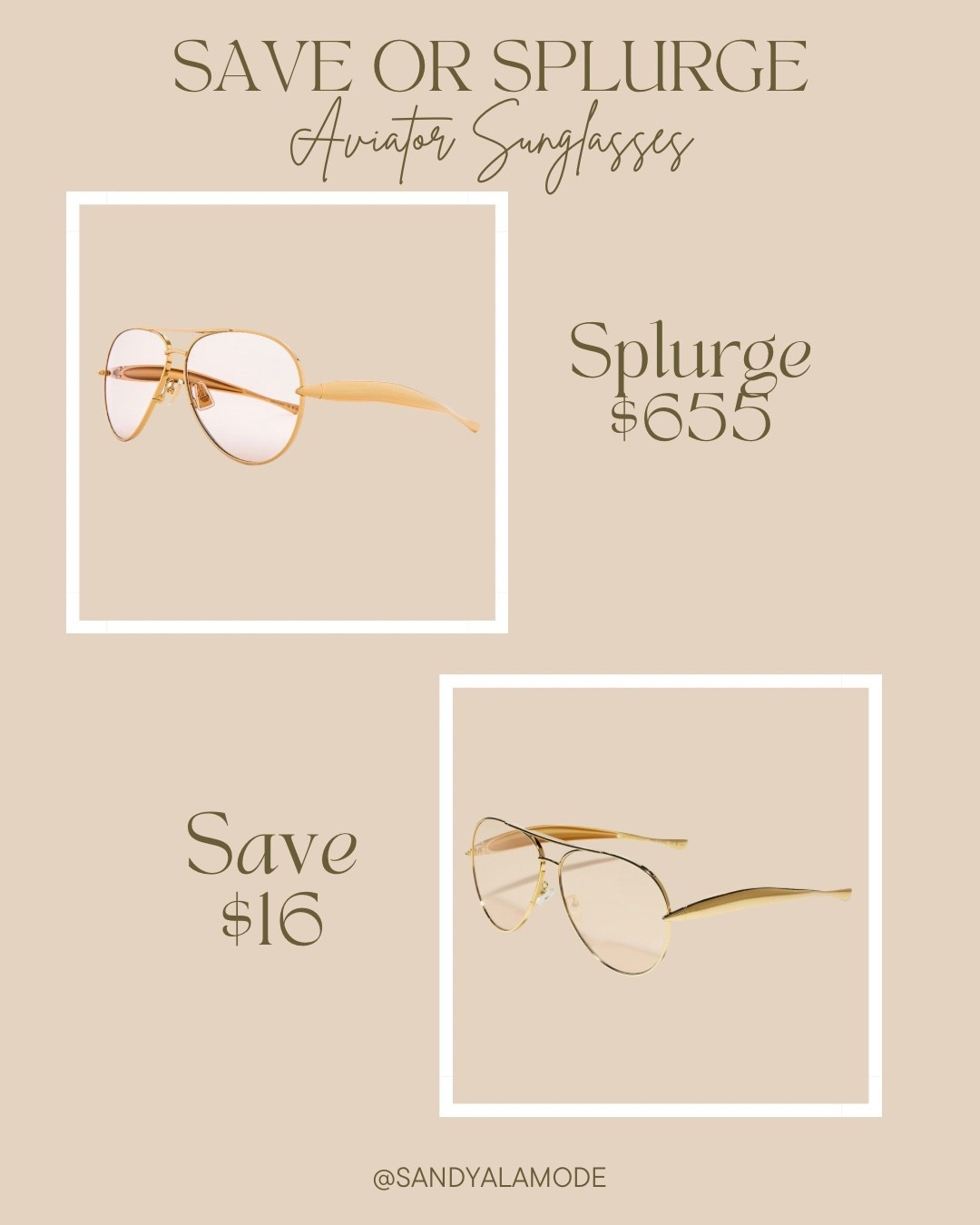 Save vs splurge // designer look for less // aviator sunglasses // Amazon // Bottega Veneta 

#LTKSeasonal