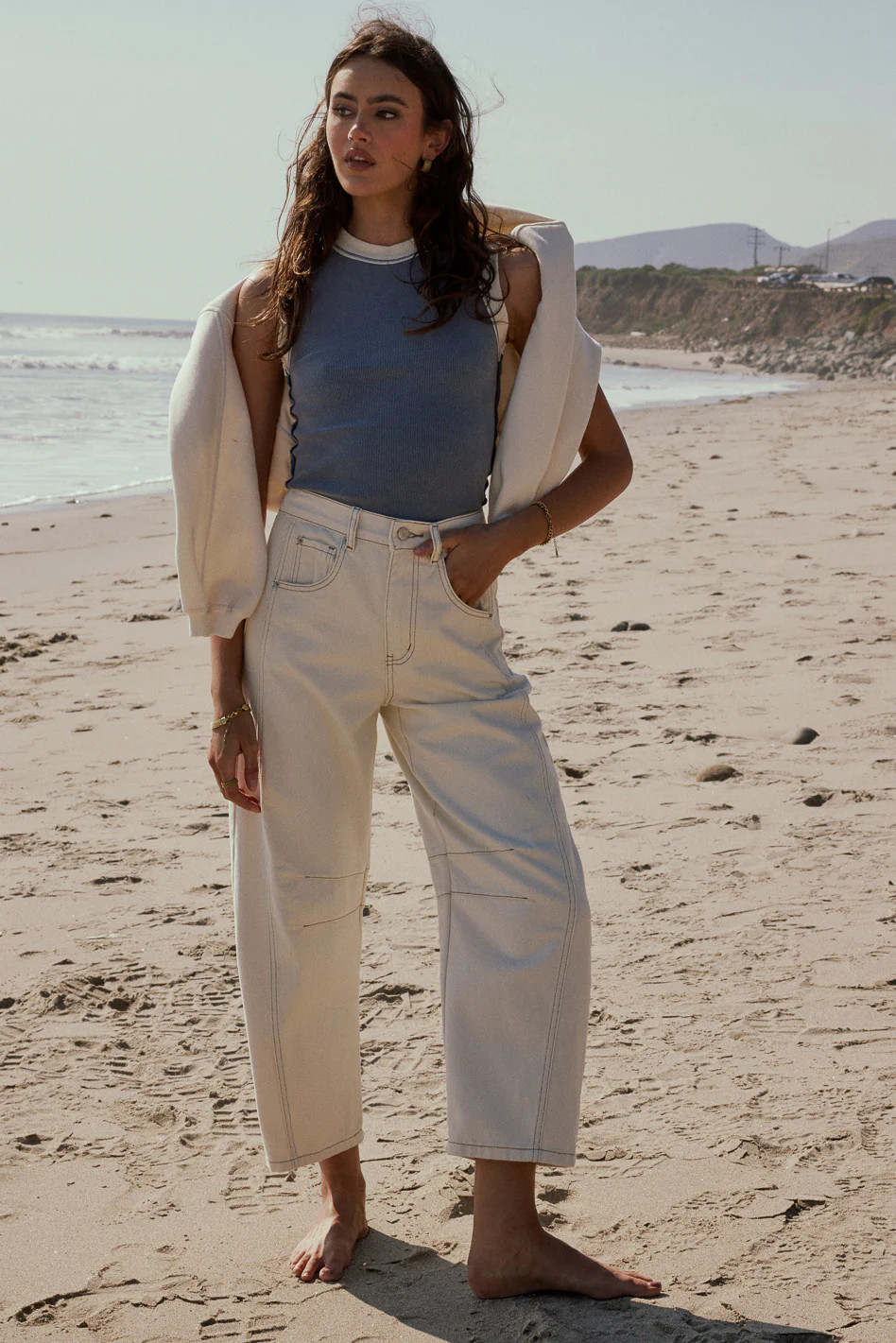 Lisette Barrel Jeans in Cream | Böhme US