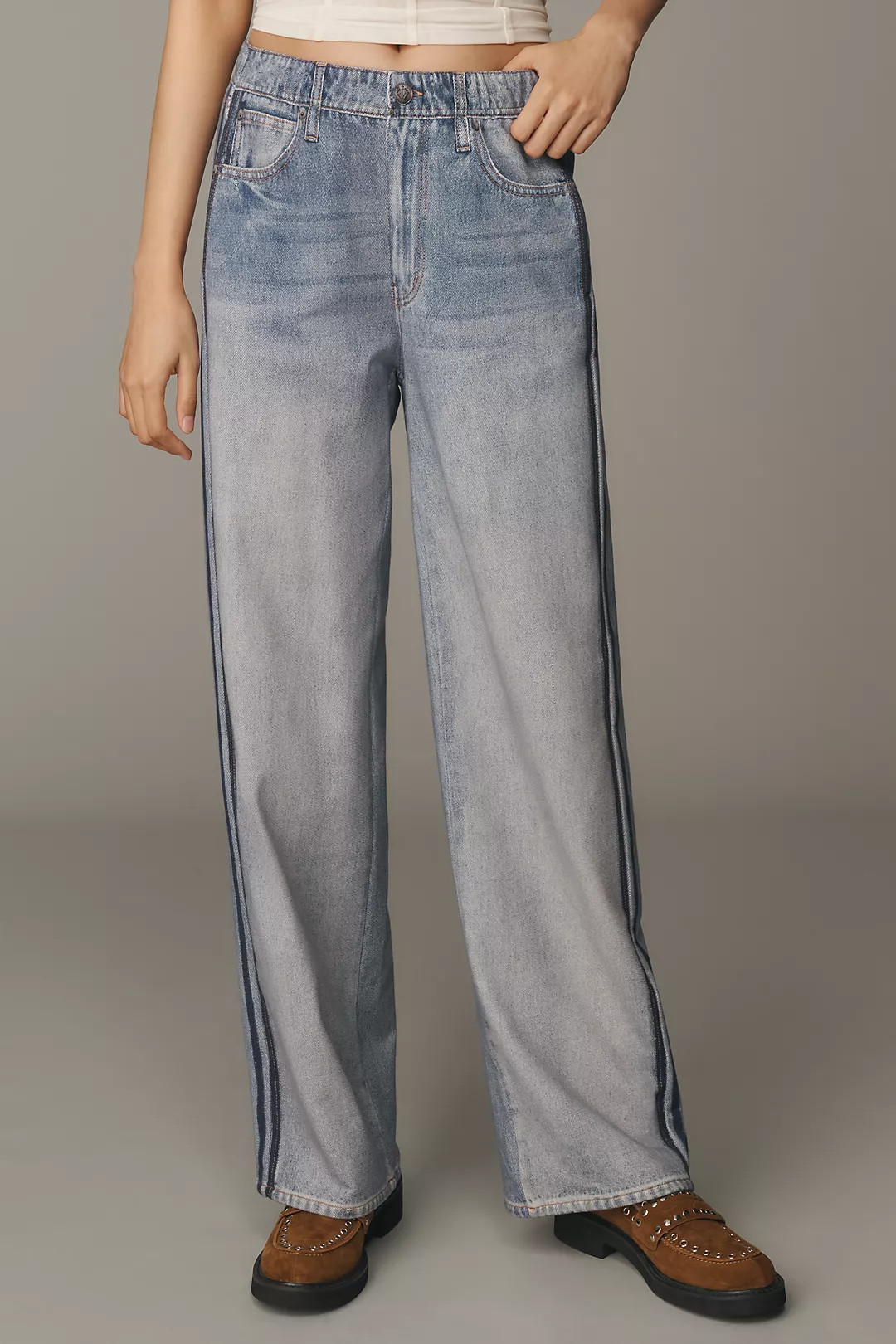 rag & bone Miramar High-Rise Wide-Leg Track Jeans | Anthropologie (US)