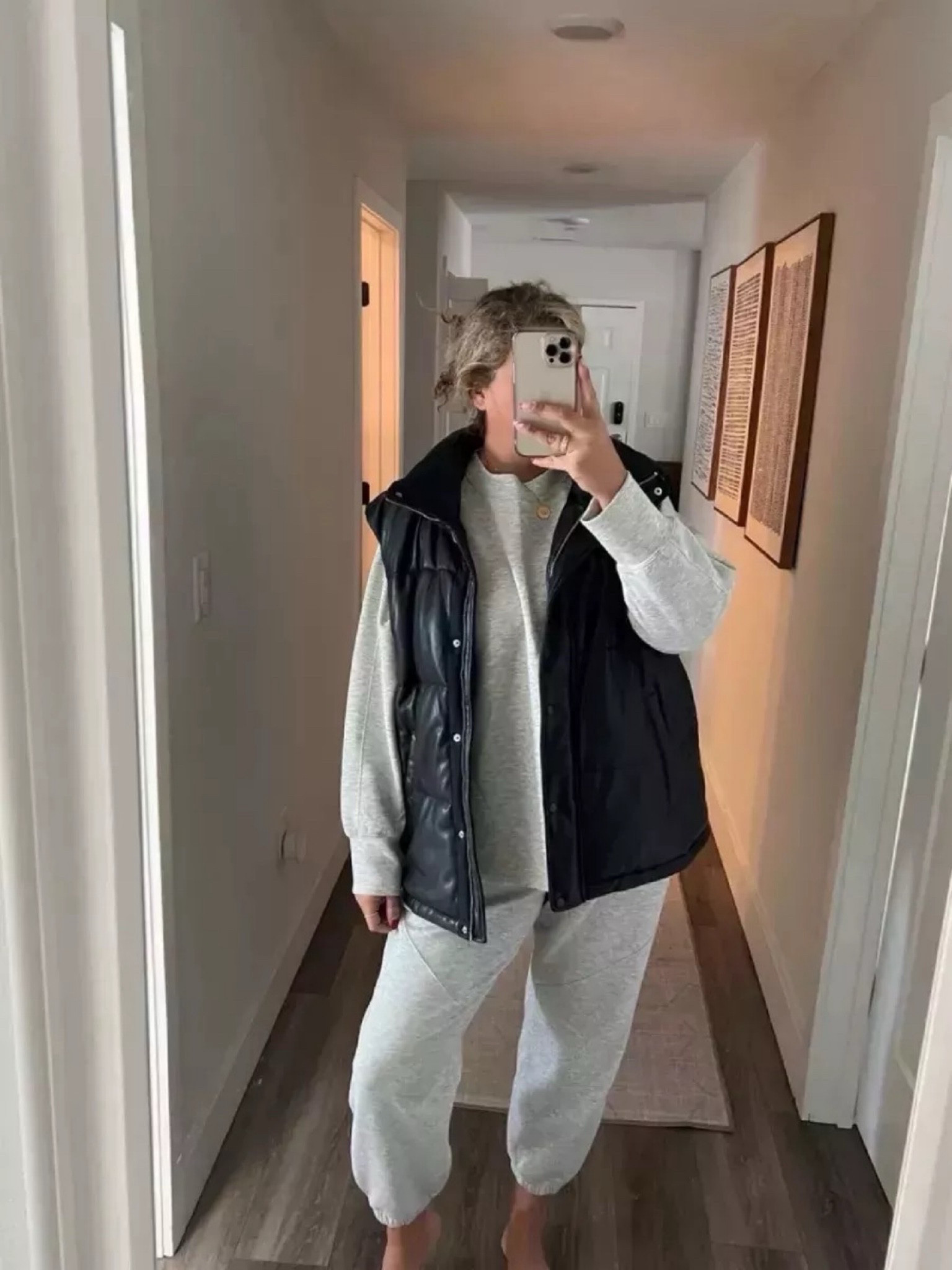 loungewear and oversized vest for a cozy winter outfit idea. matching sets and sweat pants sets 

 #LTKSeasonal #LTKMidsize #LTKTravel