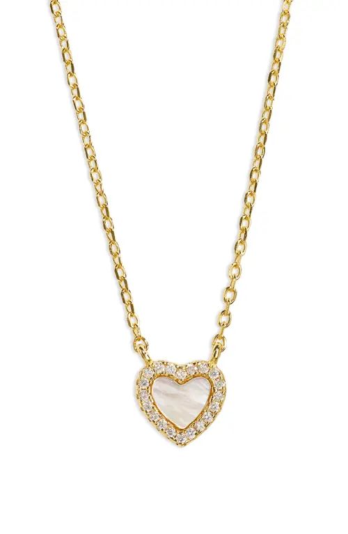 Argento Vivo Sterling Silver Pavé Mother-of-Pearl Heart Pendant Necklace in Gold at Nordstrom | Nordstrom