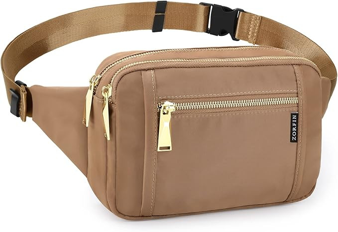ZORFIN Fanny Packs for Women Men, Belt Bag with 5 Zipper Pockets, Fashion Waist Pack Crossbody Ba... | Amazon (US)