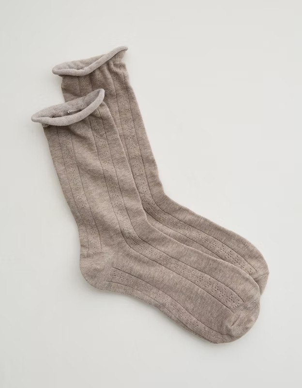 Aerie Knit Pointelle Crew Socks | Aerie