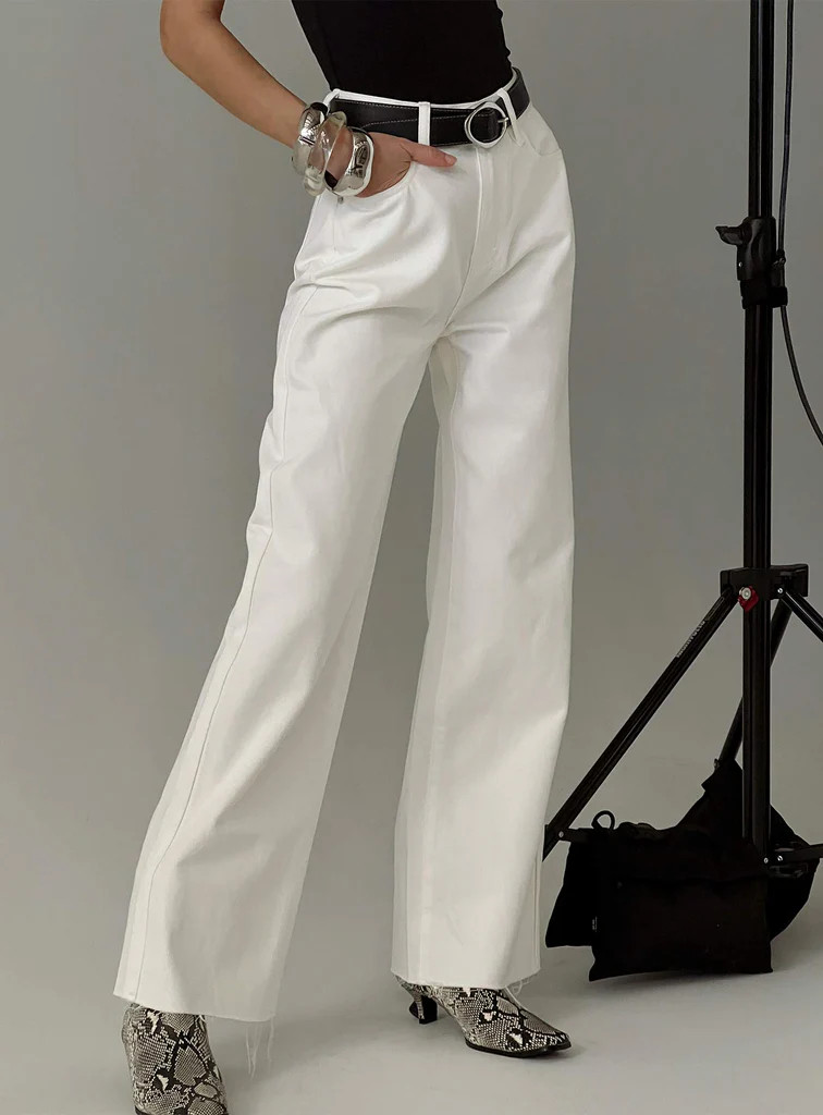 Henesey High Rise Straight Leg Jeans White Wash | Princess Polly US