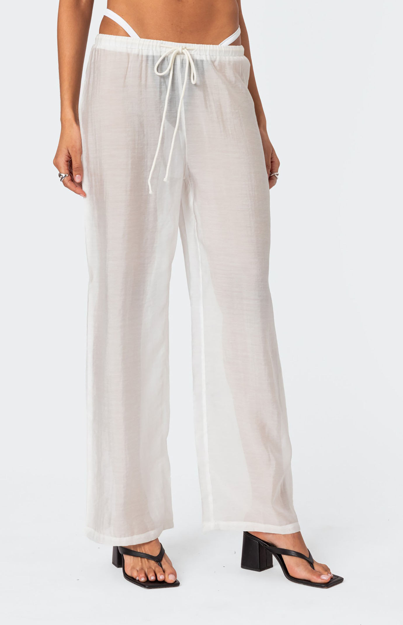 Edikted Women's Breezy Sheer Pants in White - Size XS | PacSun