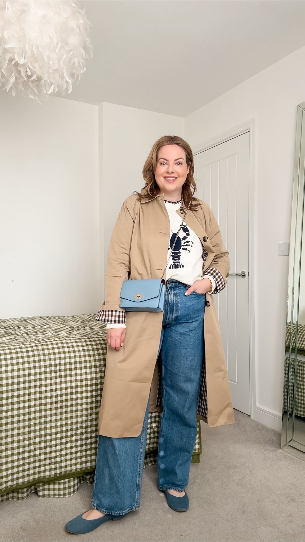 Spring outfit, trench coat, Abercrombie jeans, lobster jumper 

#LTKjeans #LTKmidsize #LTKspring