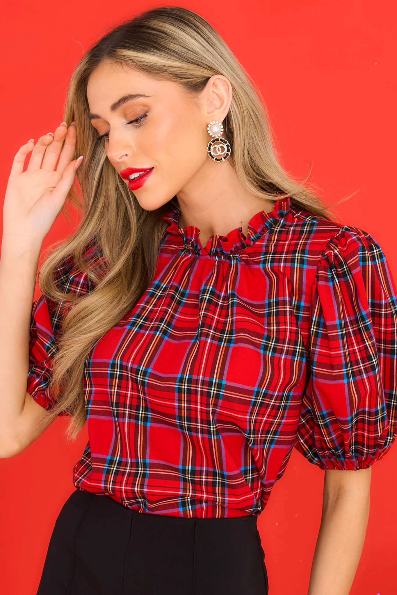 A Special Gift Red Plaid Top | Red Dress 