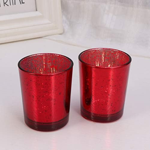 Uonlytech Red Votive Candle Holders, Mercury Glass Votive Candle Holder for Christmas Home (2Pcs) | Amazon (US)