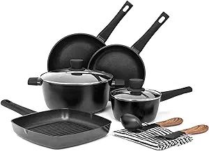Sakuchi Pots and Pans Set 10pcs Cookware Sets PFAS / PFOA Free, Heat Resistant Bakelite Handles F... | Amazon (US)