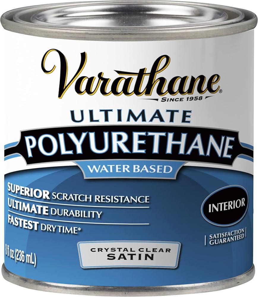 Varathane 200261H Water-Based Ultimate Polyurethane, Half Pint, Satin Finish (pack of 1) | Amazon (US)