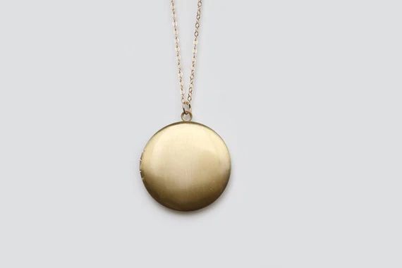 Vintage Brass Locket Necklace - 30 inch | Etsy (US)