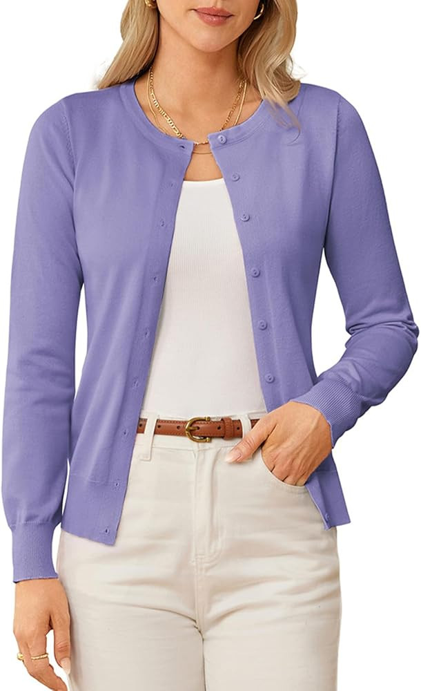 GRACE KARIN Womens Long Sleeve Knit Cardigan Sweaters Casual Dressy Open Front Button Down Cardig... | Amazon (US)