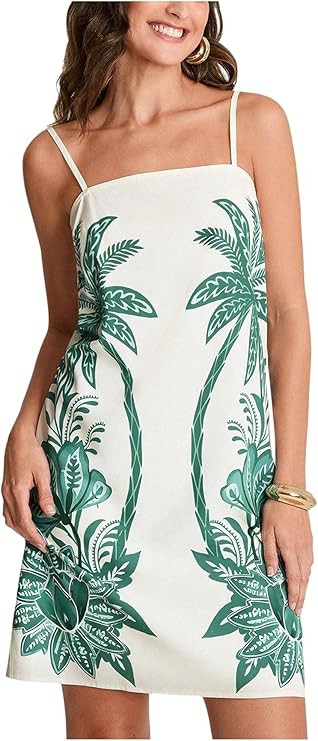 Floerns Women's Tropical Cami Dress Spaghetti Strap Beach Vacation Short Dresses | Amazon (US)