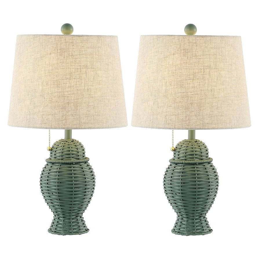 JONATHAN Y JYL4041C-SET2 Margie Wicker 20.5" Bohemian Rustic Iron LED Table Lamp Farmhouse, Coast... | Amazon (US)