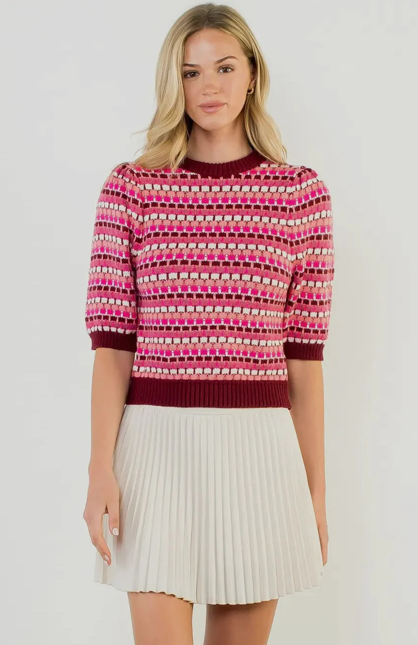 Puff Sleeve Knit Top in Pink Pink / Small | Refinery