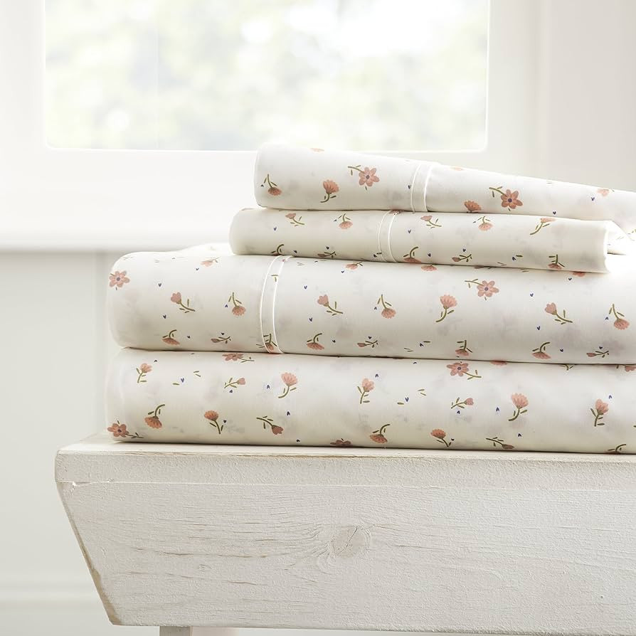 Linen Market 4 Piece Sheet Set Patterned, Full, Soft Floral Pink | Amazon (US)