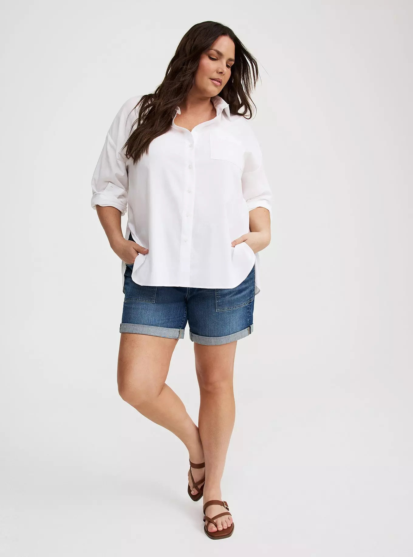 Drop-Shoulder Button-Down Shirt | Torrid (US & Canada)