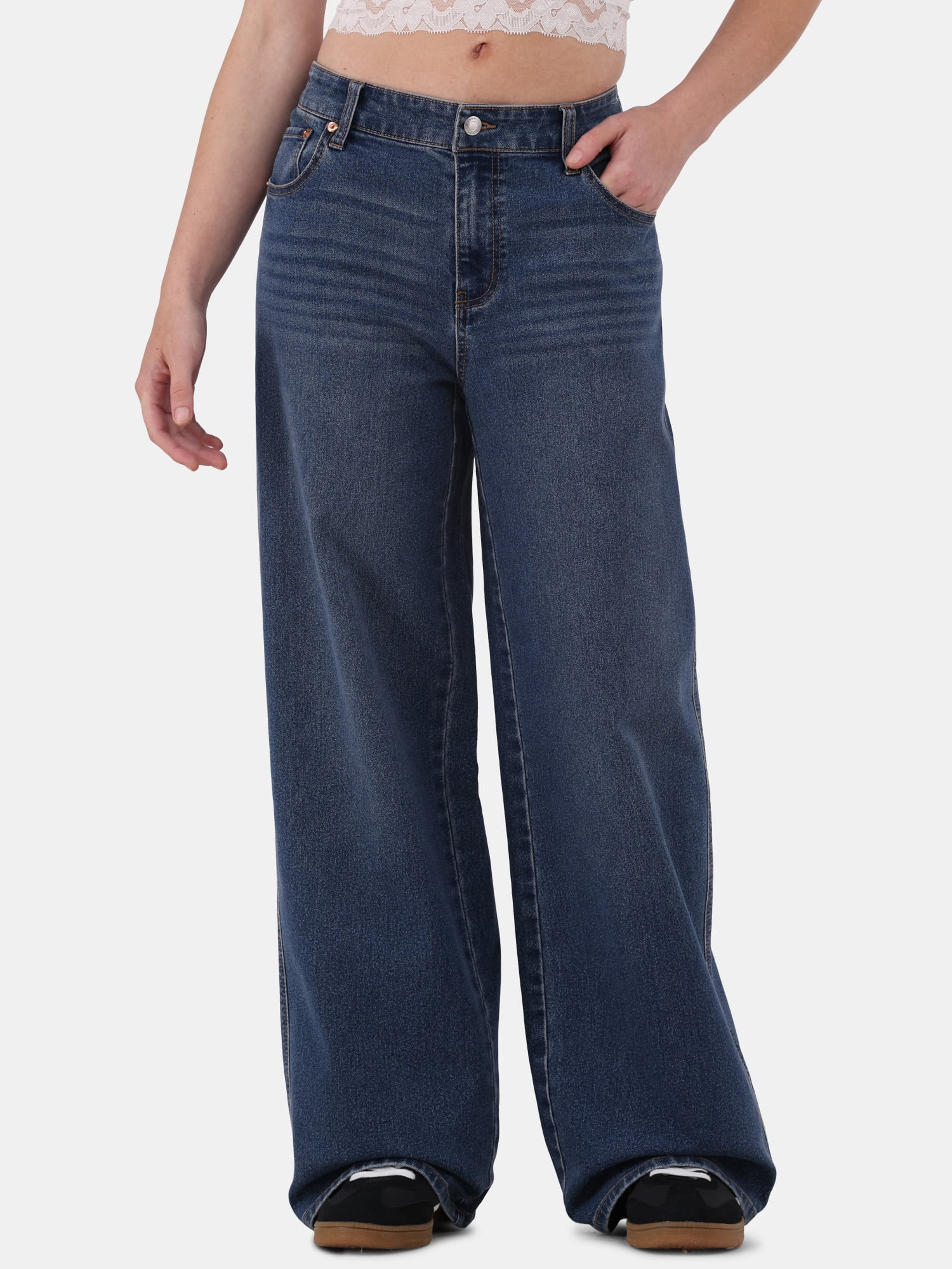 No Boundaries Baggy Wide Leg Jeans, Women's and Women's Plus - Walmart.com | Walmart (US)