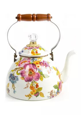MacKenzie-Childs Flower Market 3 Quart Tea Kettle - White | Belk