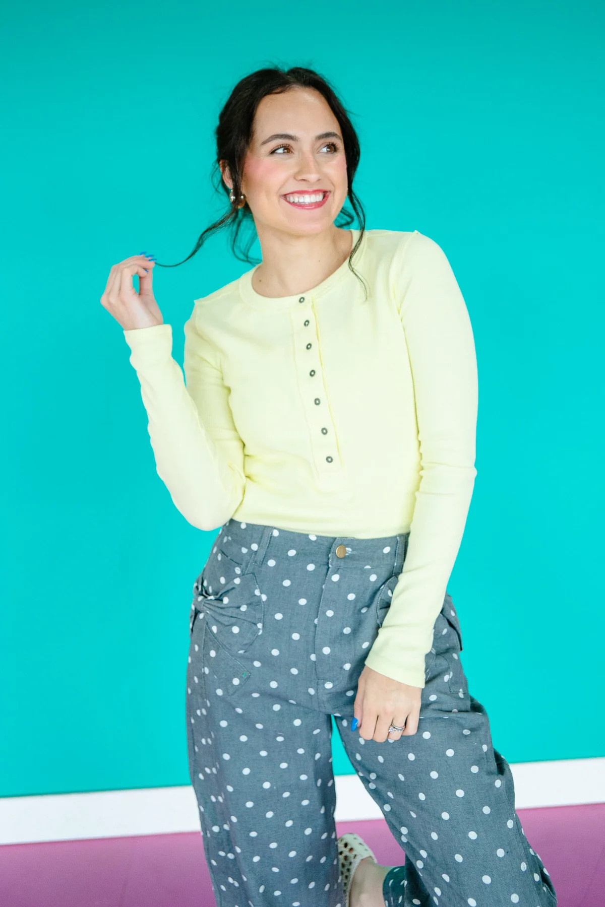 Cathy Long Sleeve Henley Top - Cool Yellow | MyEllement Boutique