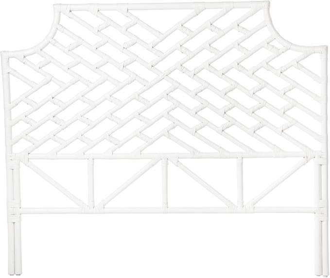 Kouboo Rattan Chippendale Headboard, Queen Size, White Loft | Amazon (US)