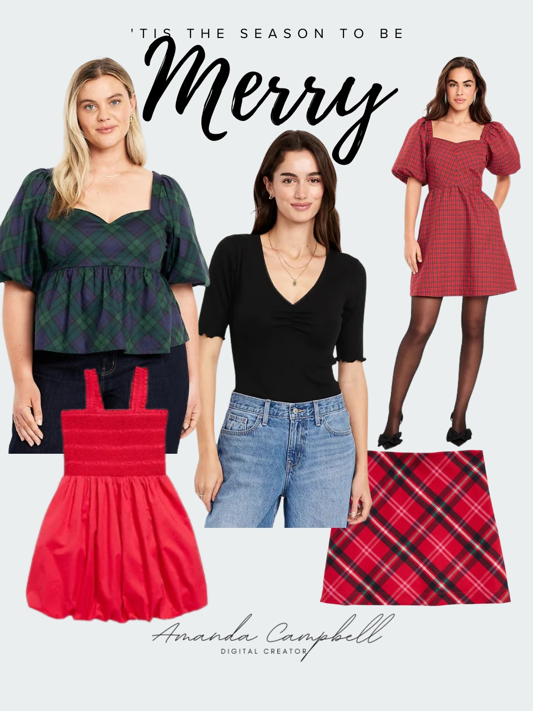 ❤️ ‘Tis the Season to Be Merry ✨

Classic plaid, puff sleeves, and pops of red — the perfect mix of festive and feminine 🎁
These pieces are giving holiday dinner party energy and can easily be dressed up or down with tights, heels, or your favorite cozy cardigan.

🛍 Shop the full look — plaid skirts, holiday dresses & cozy tops — on my LTK: @mommyis_losingit

#LTKHoliday #HolidayOutfitIdeas #ChristmasOutfitInspo #LTKStyle #HolidayWardrobe #ChristmasFashion #PlaidDress #HolidayPartyOutfit #FestiveFashion #AmandaCampbellLTK #LTKUnder100 #HolidayOOTD #WinterStyleInspo 

 
