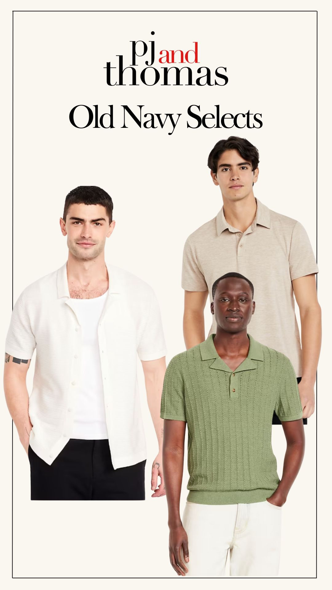  PT. 4 Old Navy is running their big Memorial Day Sale and we found a few great pieces worth grabbing! These neutral and knit polos are perfect for summer — lightweight, stylish, and on sale. Rounded up our selects below so you don’t have to dig. 🤍☀️ 

 #LTKSaleAlert #LTKMens