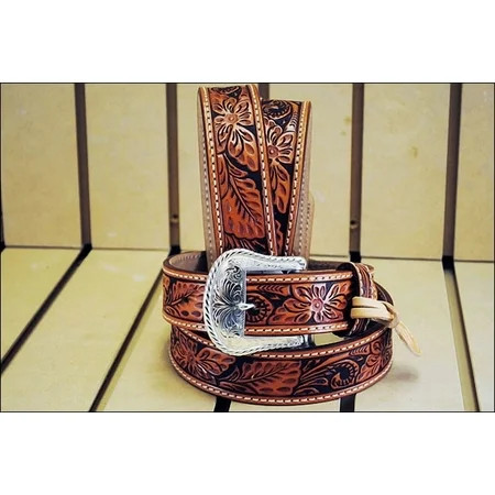 Tony Lama Men s Floral Tooled Leather Belt Tan 34 | Walmart (US)