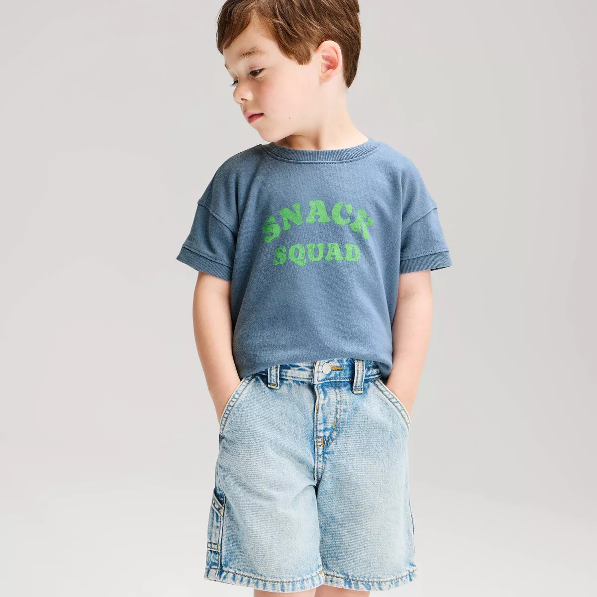 Toddler Boys' Short Sleeve Snack Squad Crewneck Sweatshirt Cat & Jack™ Blue 5T | Target