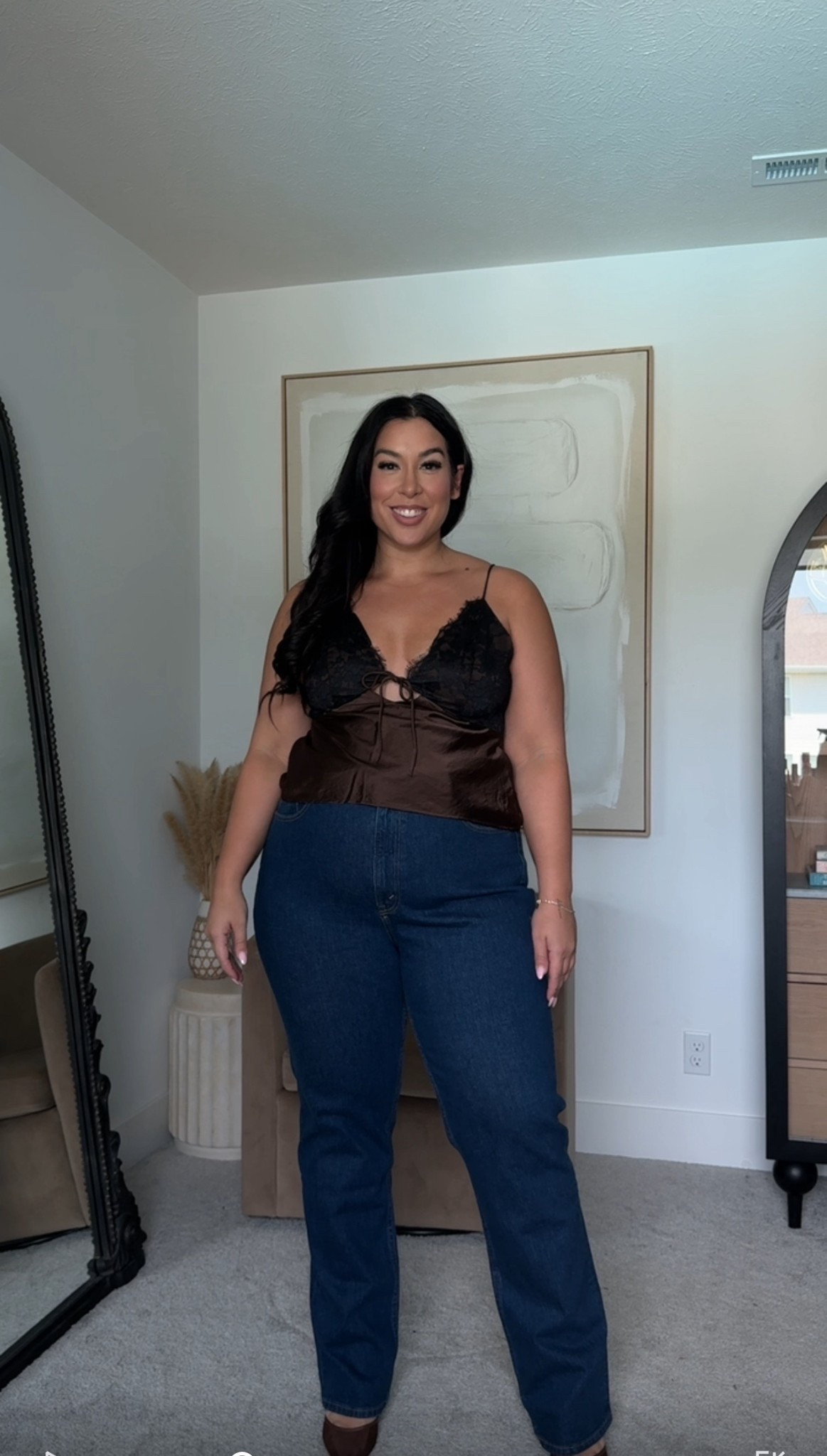 Use code AFBONNIE for a stackable discount! Wearing a size 34 L - Curve Love 90s Ultra High Rise Straight Jean (color: dark marble) #Ad #AbercrombiePartner @Abercrombie
